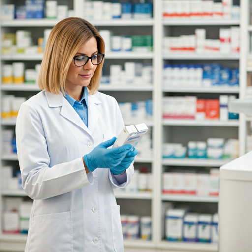 Pharmacist holding medicine